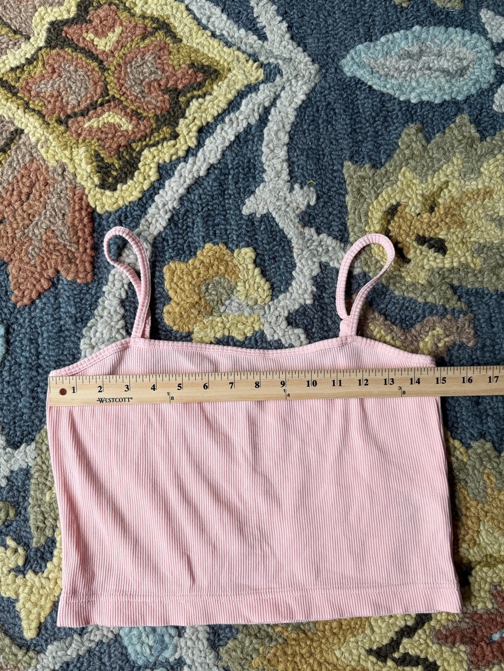 Nike Light Pink Ribbed Cropped Tank Top Embroidered Logo Size Medium - Picture 4 of 7